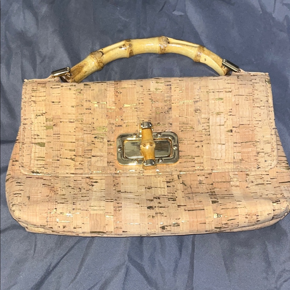 Elegant Tan Bamboo Handle Women's Bag